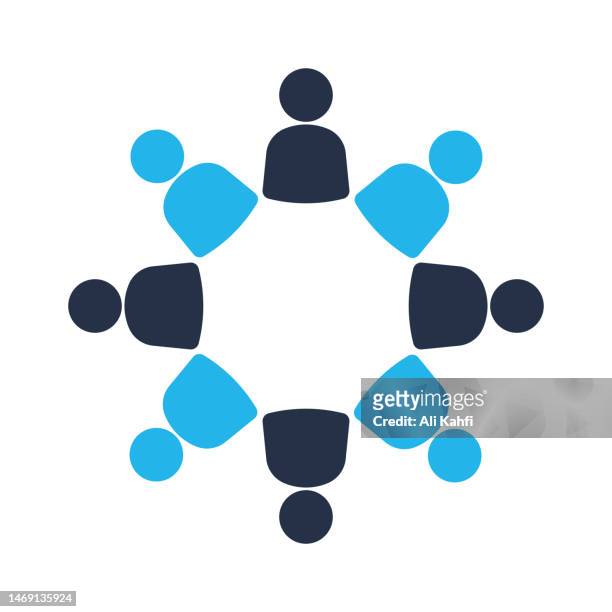 group of people or group of users icon. crowd solid icon. vector illustration. for website design, logo, app, template, ui, etc. - three people icon stock illustrations