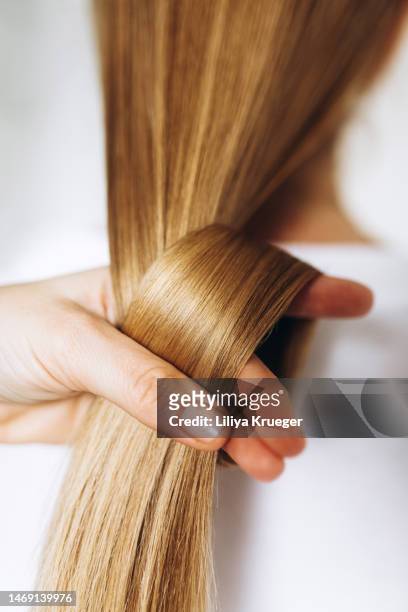 beautiful healthy long hair. - hair healthy stockfoto's en -beelden