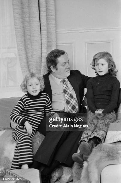 French far right, nationalist politician, founder and President of the National Front , Jean-Marie Le Pen, and two of his three daughters, Yann on...