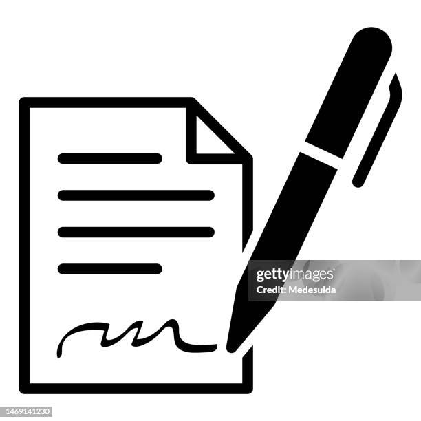 fountain pen - signing documents stock illustrations