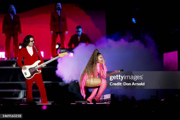 Jessica Mauboy performs during Live and Proud: Sydney WorldPride Opening Concert on February 24, 2023 in Sydney, Australia.