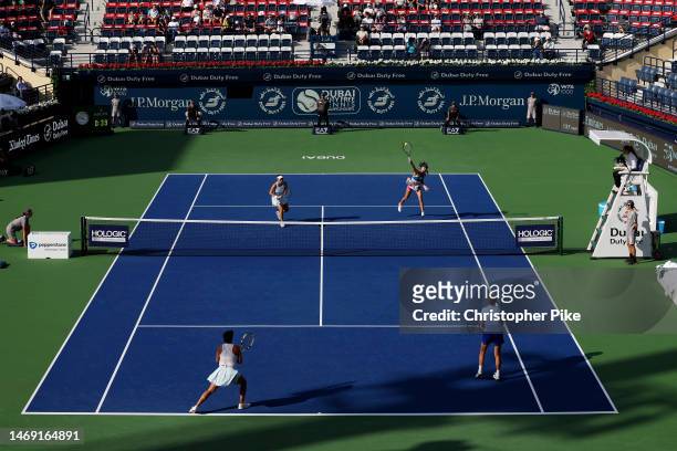 Hao-Ching Chan of Chinese Taipei and Latisha Chan of Chinese Taipei in action against Desirae Krawczyk of USA and Demi Schuurs Netherlands during...