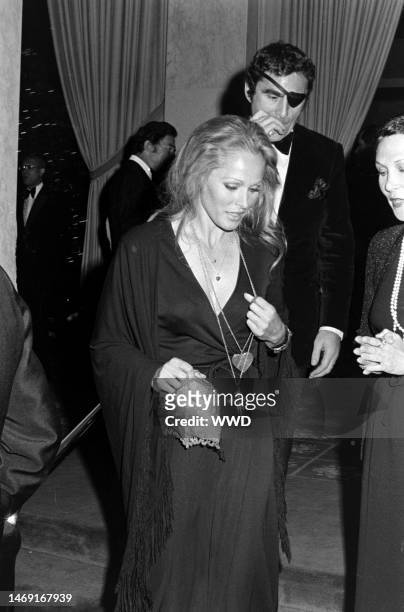 Ursula Andress attends the West Coast premiere of 'Last Tango in Paris' at the Fine Arts Theater in Beverly Hills, California, on March 17, 1973.