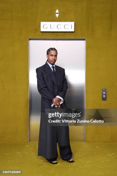 Rocky arrives at the Gucci show during Milan Fashion Week Fall/Winter 2023/24 on February 24, 2023 in Milan, Italy.