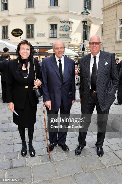 Princess Maria Pia of Savoy, Prince Michel of Bourbon Parme and Prince Victor Emmanuel, head of the Royal House of Savoy attend the Funeral Ceremony...