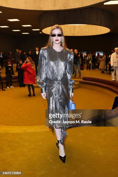 Marina Ruy Barbosa is seen at the Gucci show during Milan Fashion Week Fall/Winter 2023/24 on February 24, 2023 in Milan, Italy.