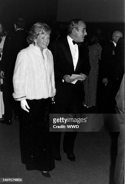 Anne Ford Johnson and Deane F. Johnson attend a benefit for Cedars-Sinai Hospital in Los Angeles on October 23, 1973.