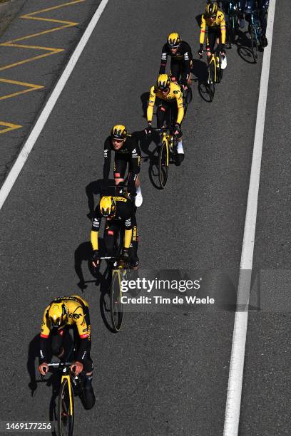 Detailed view of Jonas Vingegaard of Denmark, Lars Boven of The Netherlands, Steven Kruijswijk of The Netherlands, Rohan Dennis of Australia,...