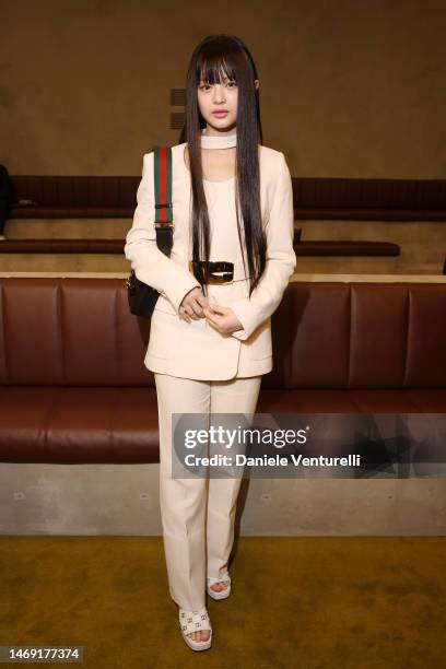 Hanni is seen at the Gucci show during Milan Fashion Week Fall/Winter 2023/24 on February 24, 2023 in Milan, Italy.