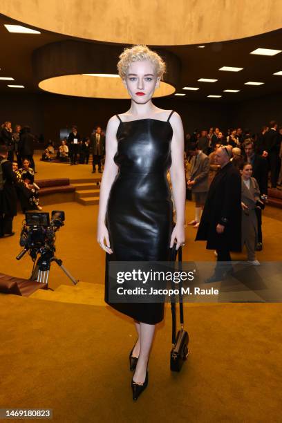 Julia Garner is seen at the Gucci show during Milan Fashion Week Fall/Winter 2023/24 on February 24, 2023 in Milan, Italy.