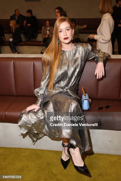 Marina Ruy Barbosa is seen at the Gucci show during Milan Fashion Week Fall/Winter 2023/24 on February 24, 2023 in Milan, Italy.