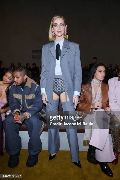 Chiara Ferragni is seen at the Gucci show during Milan Fashion Week Fall/Winter 2023/24 on February 24, 2023 in Milan, Italy.