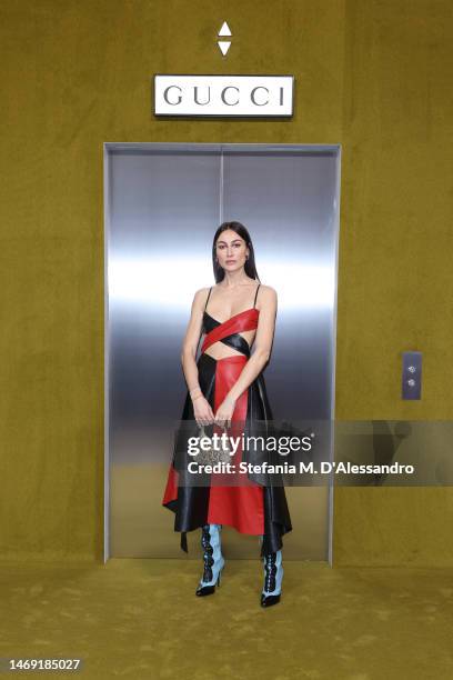 Giorgia Tordini arrives at the Gucci show during Milan Fashion Week Fall/Winter 2023/24 on February 24, 2023 in Milan, Italy.
