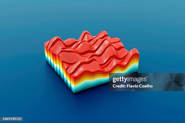 3d heat map chart on blue background - heat map stock pictures, royalty-free photos & images