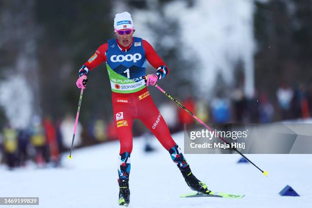 Johannes Hoesflot Klaebo of Norway competes during the Cross-Country Men's 30km Skiathlon Classic/Free at the FIS Nordic World Ski Championships...