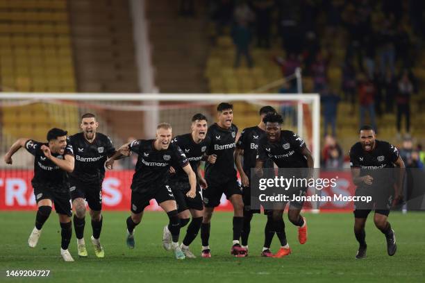 Bayer Leverkusen players Nadiem Amiri, Robert Andrich, Mitchel Bakker, Patrik Schick, Piero Hincapie, Exequiel Palacios, Edmond Tapsoba and Jonathan...