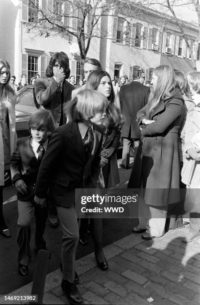 Maria Shriver attends the wedding of Kathleen Kennedy and David Lee Townsend in the Georgetown neighborhood of Washington, D.C., on November 16, 1973.