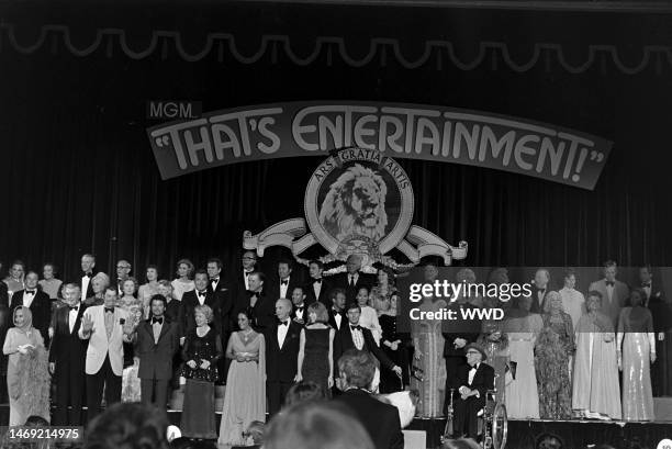 Movie stars including Gloria Swanson, James Stewart, Johnny Weissmuller, Russ Tamblyn, Elizabeth Taylor, Keenan Wynn, Shirley MacLaine, Roddy...