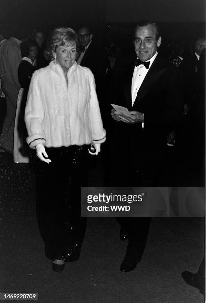 Anne Ford Johnson and Deane F. Johnson attend a benefit for Cedars-Sinai Hospital in Los Angeles on October 23, 1973.