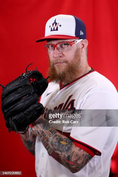 Sean Doolittle of the Washington Nationals poses for a portrait during photo days at The Ballpark of the Palm Beaches on February 24, 2023 in West...