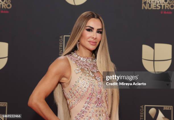 Ninel Conde attends the 35th Premio Lo Nuestro press room at Miami-Dade Arena on February 23, 2023 in Miami, Florida.