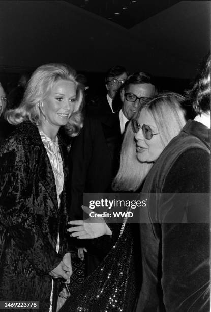 Ingrid Goude, Freddie Fields, and Sue Mengers attend a benefit for Cedars-Sinai Hospital in Los Angeles on October 23, 1973.