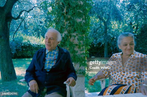 Marc Chagall and Valentina Brodsky pose for a portrait at home in Saint-Paul, France, in August 1973.