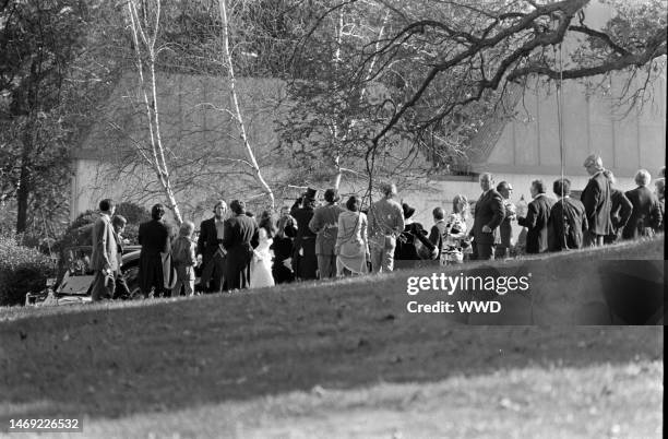 Guests attend a reception in McLean, Virginia, following the wedding of Kathleen Kennedy and David Lee Townsend, on November 17, 1973.