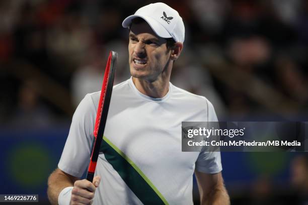 Britains Andy Murray celebrates after defeating Czech Republics Jií Leheka during the Semi-final match in the ATP 250 Qatar ExxonMobil Open on...