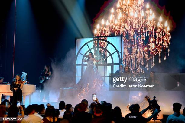 Gloria Trevi performs onstage during the 35th Premio Lo Nuestro at Miami-Dade Arena on February 23, 2023 in Miami, Florida.