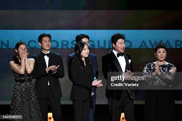 Cho Yeo-jeong, Choi Woo-shik, Lee Jeong-eun, Lee Sun-kyun and Kang-Ho Song - Outstanding Performance by a Cast in a Motion Picture - Parasite