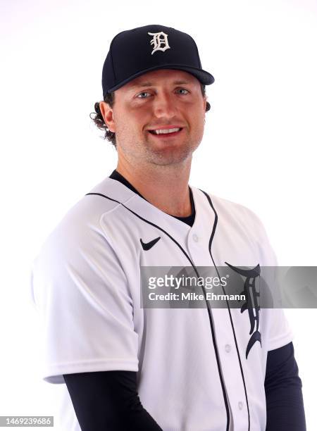 Casey Mize of the Arizona Diamondbacks poses for a portrait during media day at Publix Field at Joker Marchant Stadium on February 24, 2023 in...