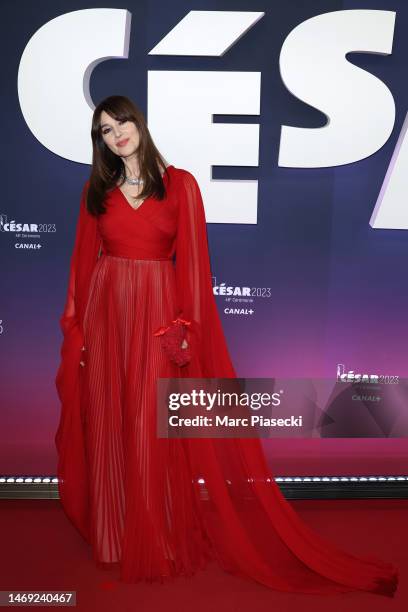 Monica Bellucci arrives at the 48th Cesar Film Awards at L'Olympia on February 24, 2023 in Paris, France.