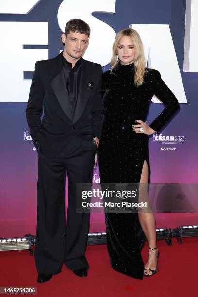 Niels Schneider and Virginie Efira arrives at the 48th Cesar Film Awards at L'Olympia on February 24, 2023 in Paris, France.
