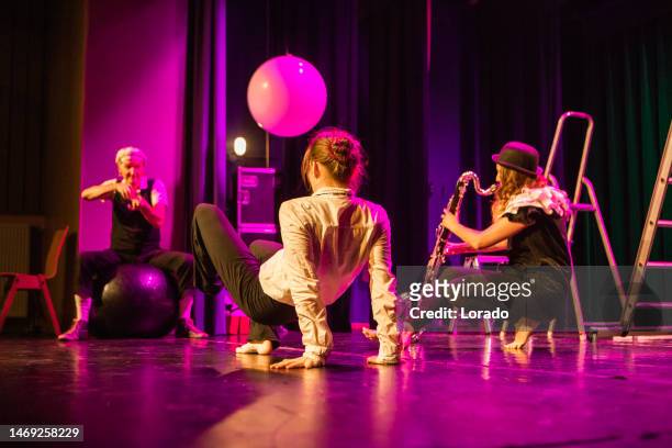 small group of actors on stage during the performance - actor play stock pictures, royalty-free photos & images