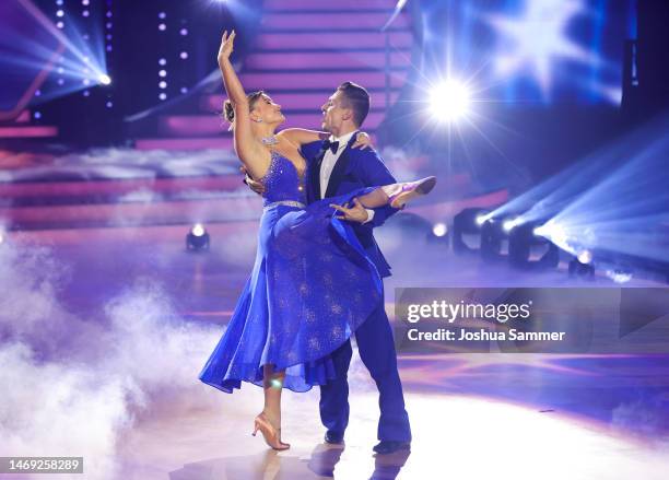 Julia Beautx and Zsolt Sándor Cseke perform on stage during the first "Let's Dance" show at MMC Studios on February 24, 2023 in Cologne, Germany.