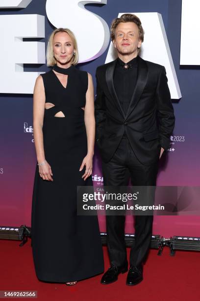 Audrey Lamy and Alex Lutz arrive at the 48th Cesar Film Awards at L'Olympia on February 24, 2023 in Paris, France.
