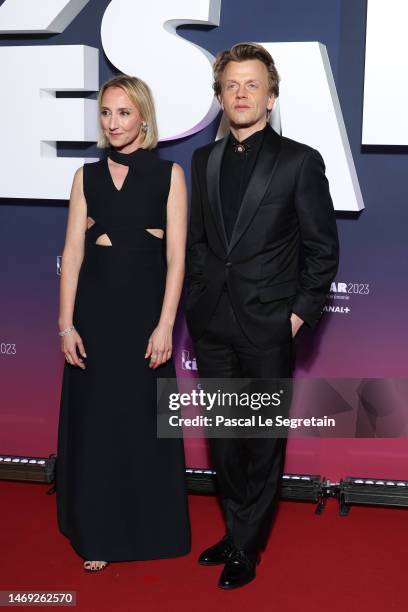 Audrey Lamy and Alex Lutz arrive at the 48th Cesar Film Awards at L'Olympia on February 24, 2023 in Paris, France.