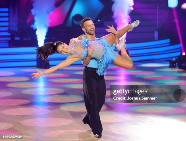 Vadim Garbuzovs and Chryssanthi Kavazi perform on stage during the first "Let's Dance" show at MMC Studios on February 24, 2023 in Cologne, Germany.