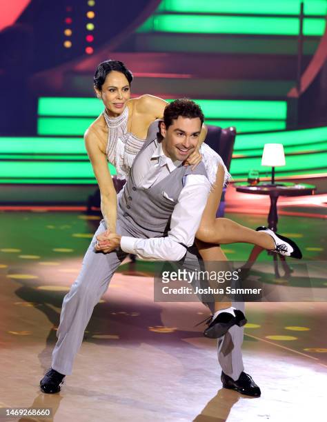 Natalia Yegorova und Andrzej Cibis perform on stage during the first "Let's Dance" show at MMC Studios on February 24, 2023 in Cologne, Germany.