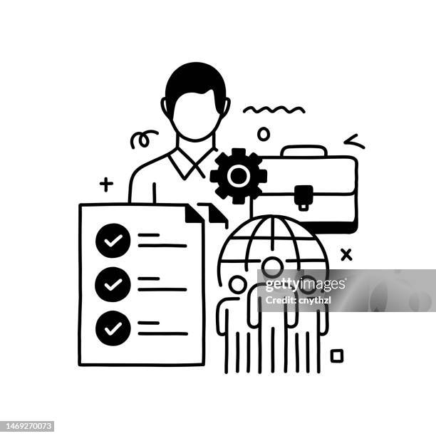 task management related design with line icons. business, manager, chores, organization. - chores stock illustrations