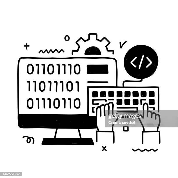 programming related vector conceptual illustration. developer, computer language, coding. - virtual connect logo stock illustrations
