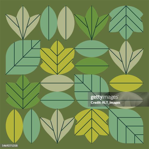 geometric summer leaf graphics - leaf shape stock illustrations