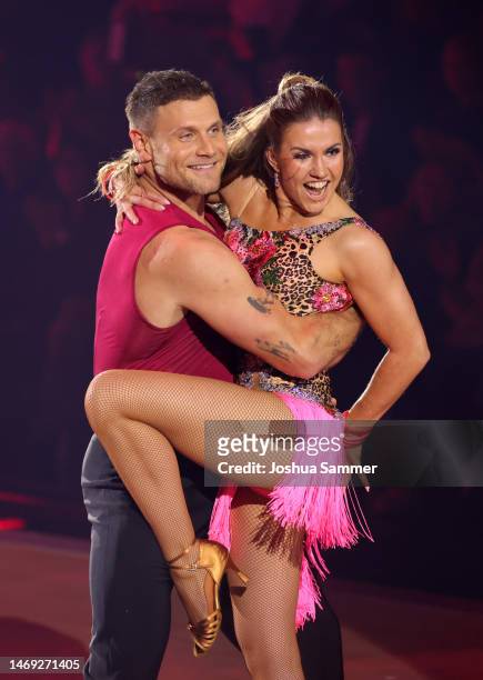 Michael "Mimi" Kraus and Mariia Maksina perform on stage during the first "Let's Dance" show at MMC Studios on February 24, 2023 in Cologne, Germany.