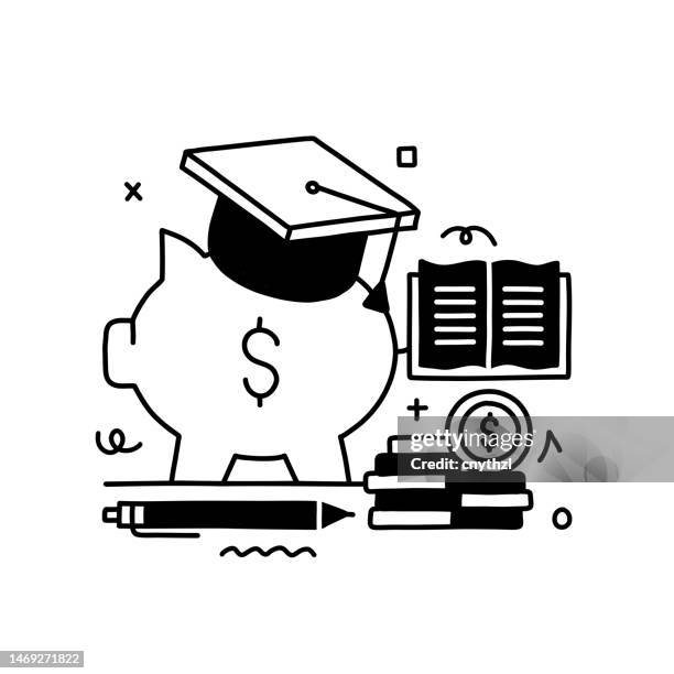 scholarship program related design with line icons. education, student, expenses, sponsor. - student resources stock illustrations