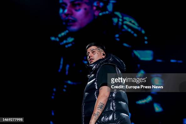 Argentine singer Duki during a performance at the Wizink Center, on ...