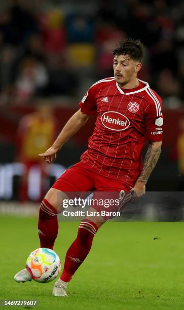 Dawid Kownacki of Duesseldorf runs with the ball during the Second Bundesliga match between Fortuna Düsseldorf and Eintracht Braunschweig at Merkur...