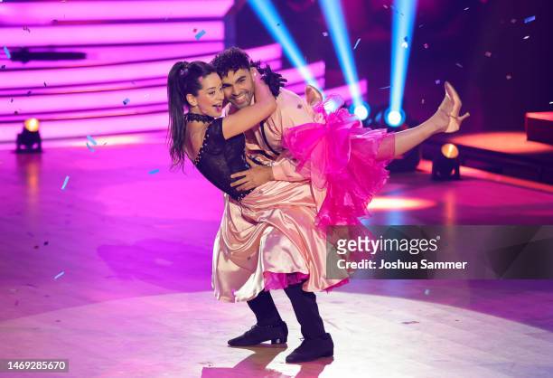 Malika Dzumaev and Younes Zarou perform on stage during the first "Let's Dance" show at MMC Studios on February 24, 2023 in Cologne, Germany.