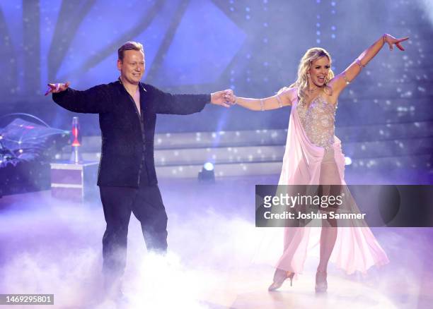 Jens 'Knossi' Knossalla and Isabel Edvardsson perform on stage during the first "Let's Dance" show at MMC Studios on February 24, 2023 in Cologne,...