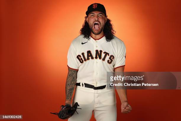 Pitcher Sean Manaea of the San Francisco Giants poses for a portrait during the MLB photo day at Scottsdale Stadium on February 24, 2023 in...